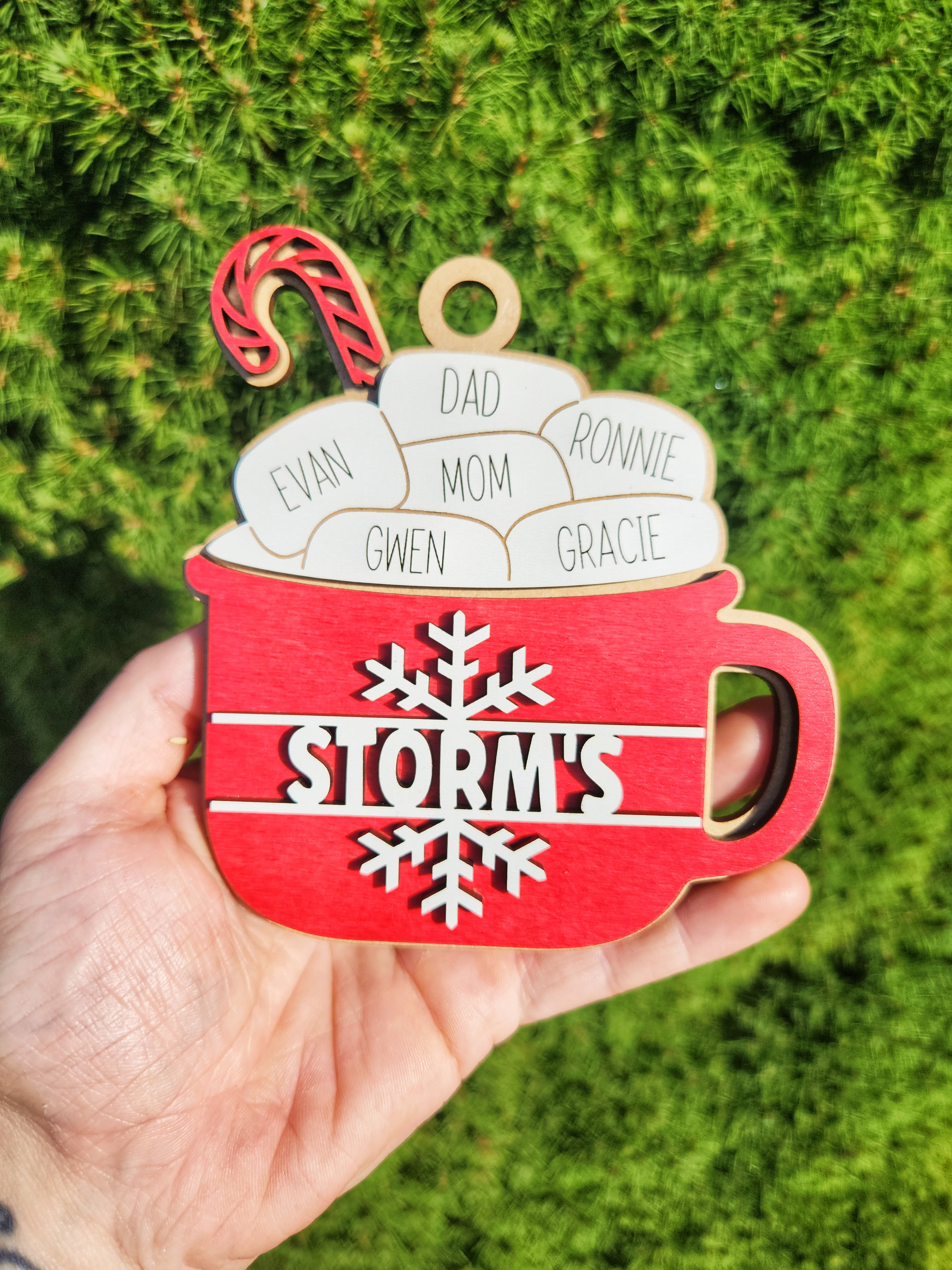 Personalized Hot Cocoa Christmas Ornament | Family Name Ornament