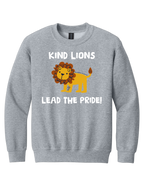 Youth Crewneck Sweatshirt Kind Lions Design