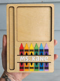 Personalized Teacher Post-It Note & Pencil Holder | Wooden Teacher Desk Organizer