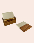 Marble and Wood Coaster Set