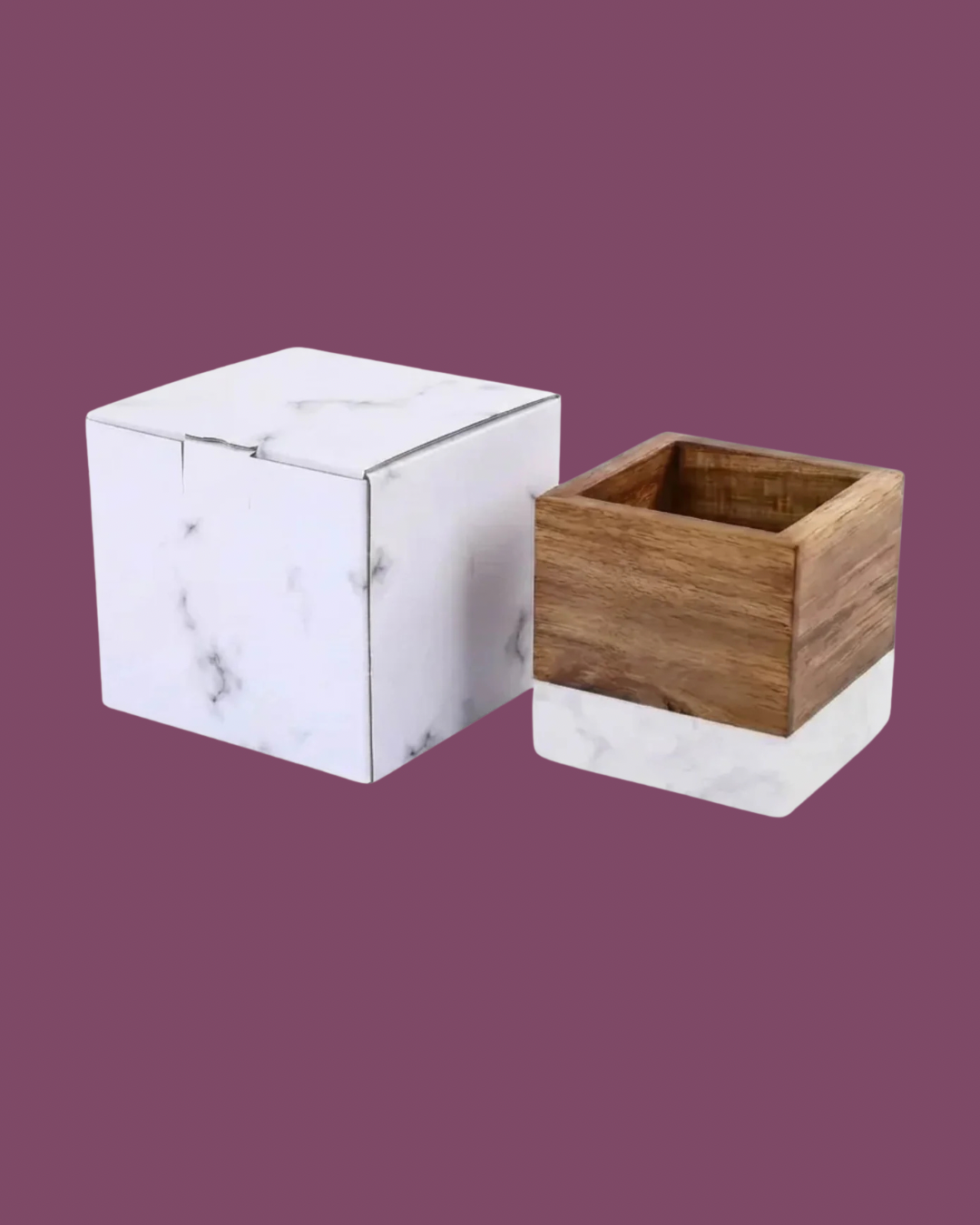 Marble & Wood Pencil Holder