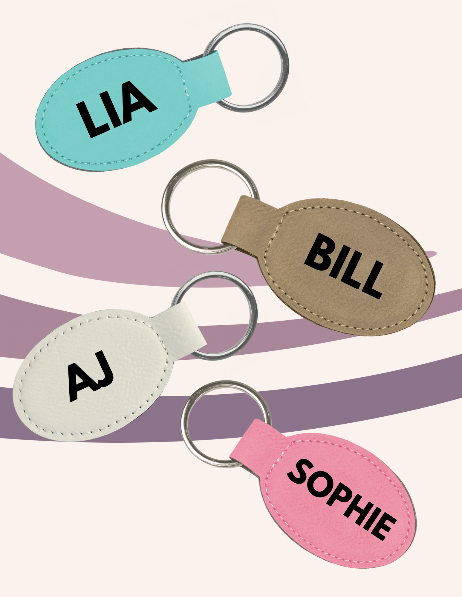 Leatherette Oval Keychain