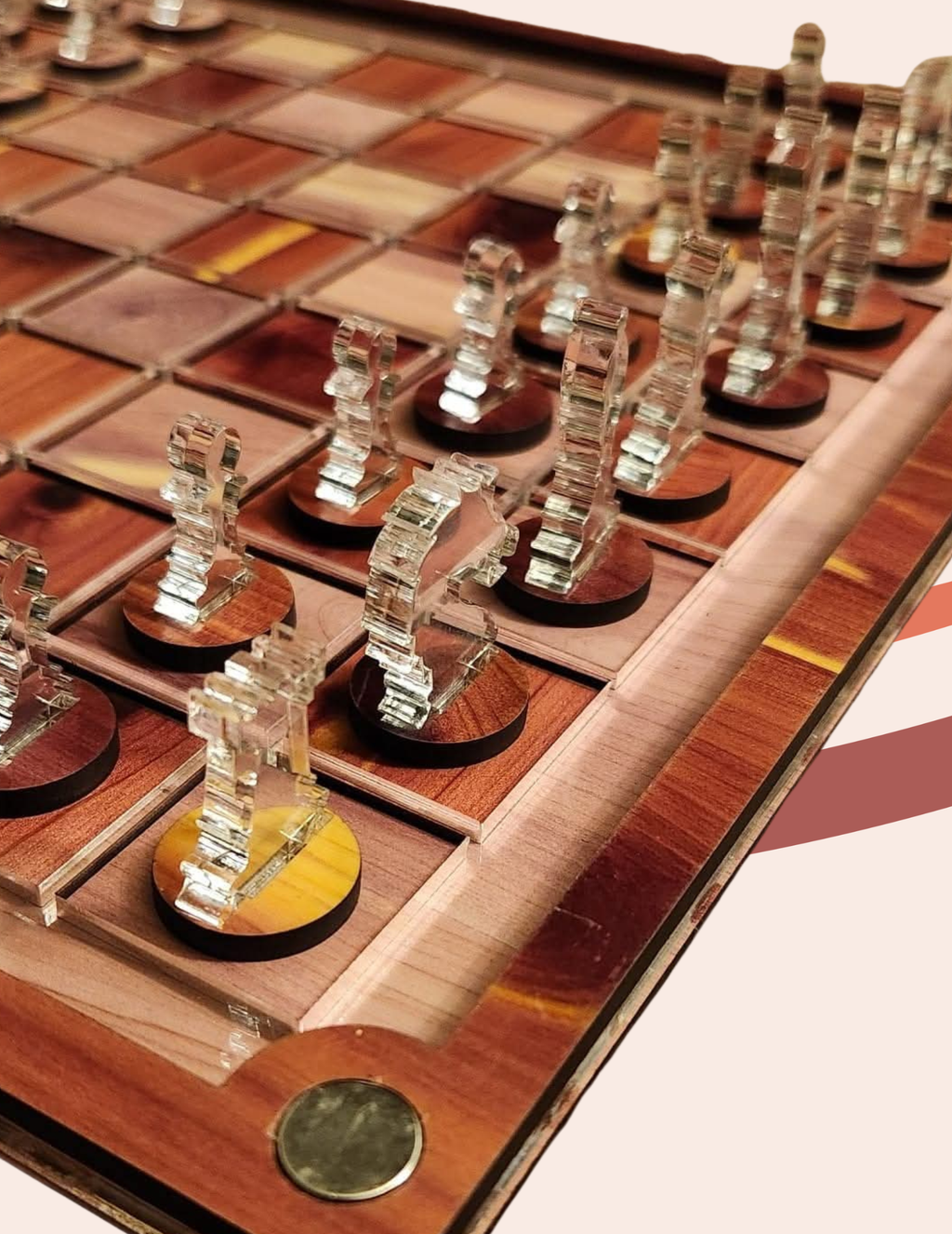 Custom Wooden Chess Board | Aromatic Cedar & Clear Acrylic Personalized Chess Set