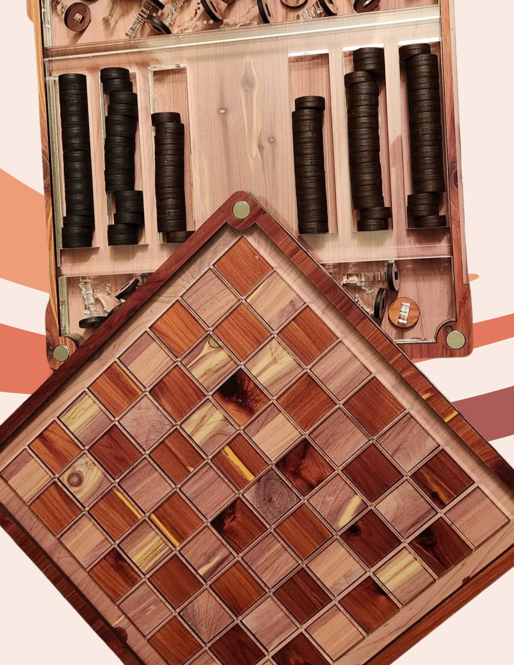 Custom wood and color options for personalized chess board